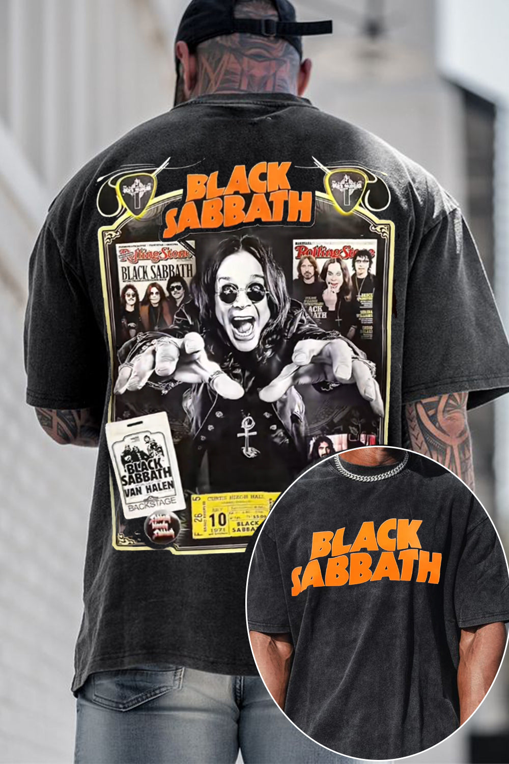 blacksabbath Ozzy washed 2 sides print tee