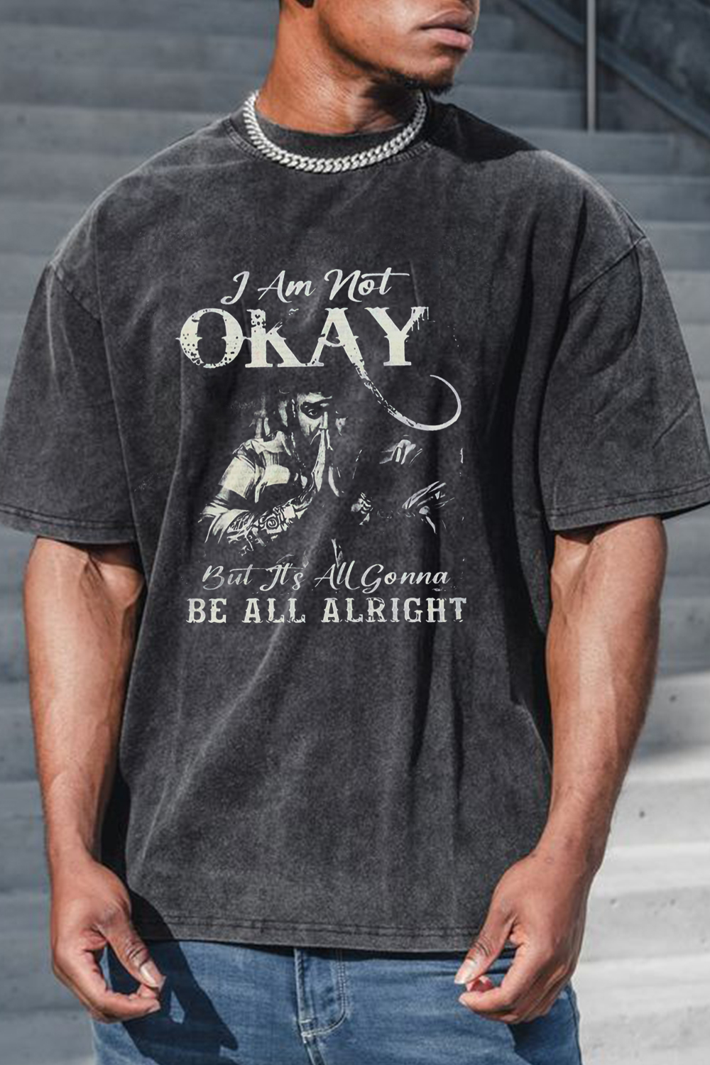 Jelly roll  washed men's short-sleeved T-shirt