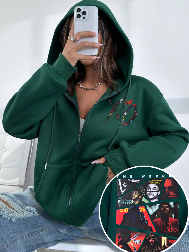 theweeknd double-sided printed round neck sweatshirt