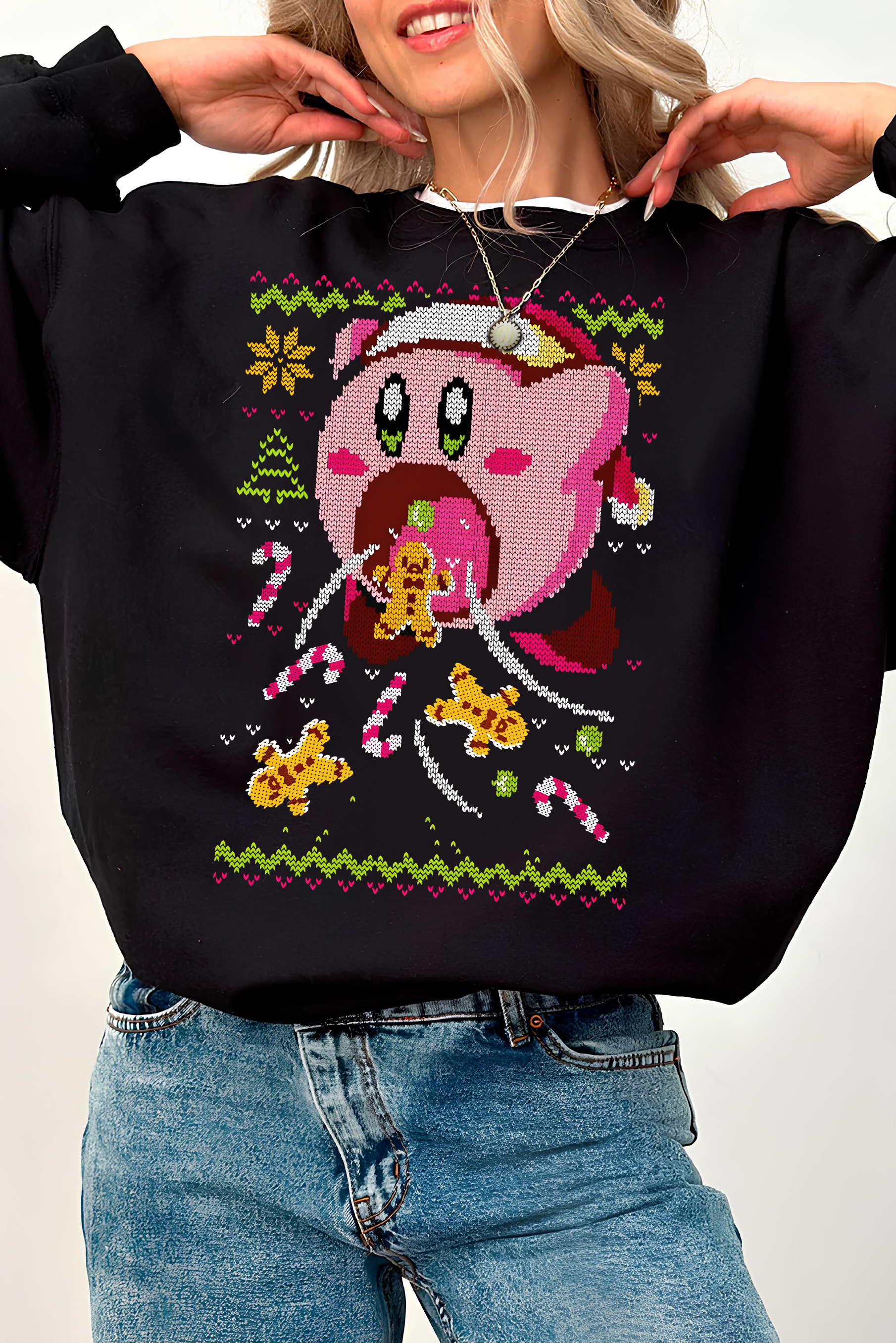 Kirby Ugly Christmas Fleece Sweatshirt For Women