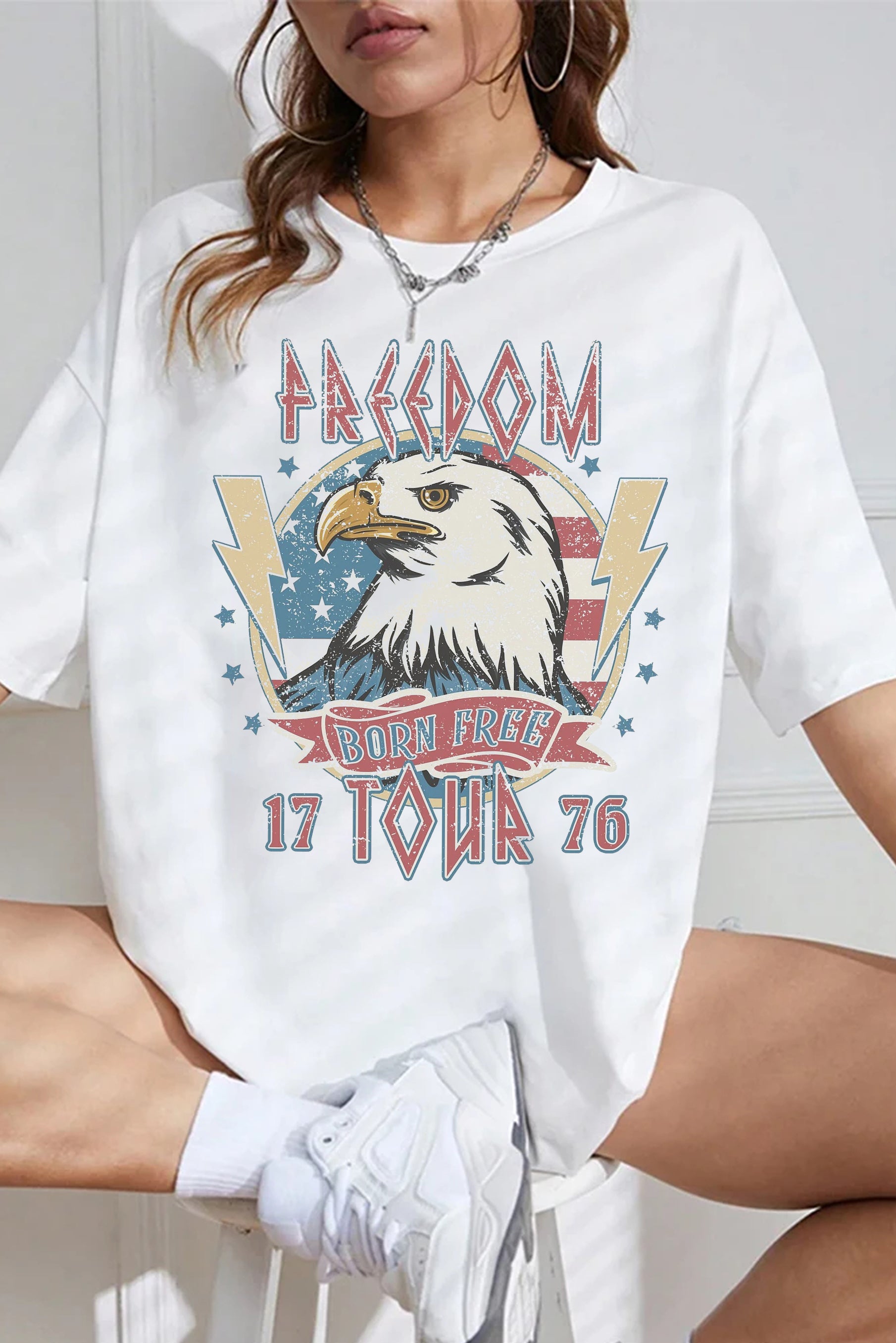 Retro 4th of July  Red White and Blue Tee For Womenirt