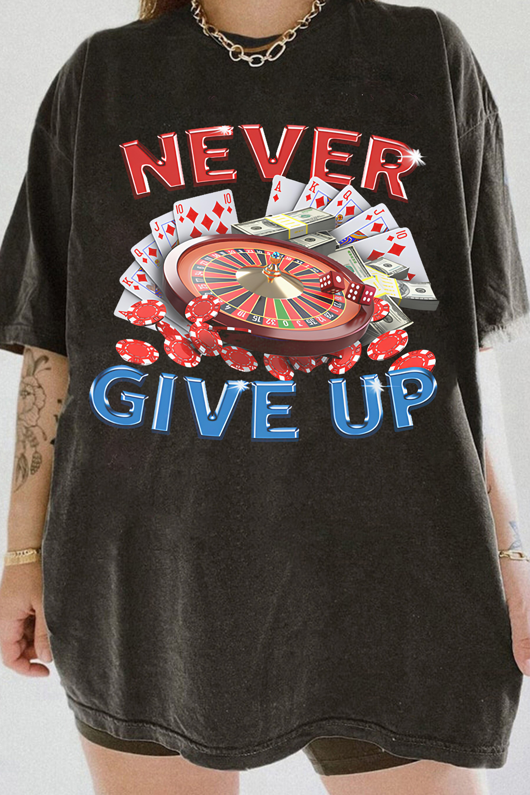 NEVER GIVE UP  Tee For Women