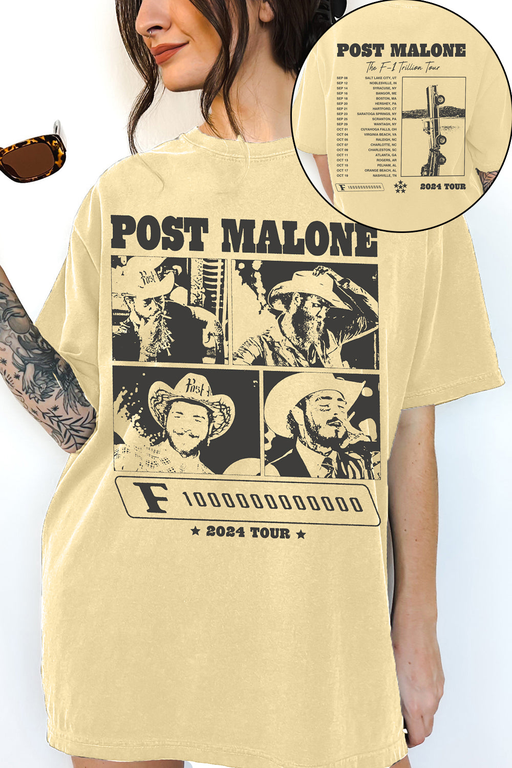 Vintage Post Malone  The F-1 Trillion Album Tee For Women