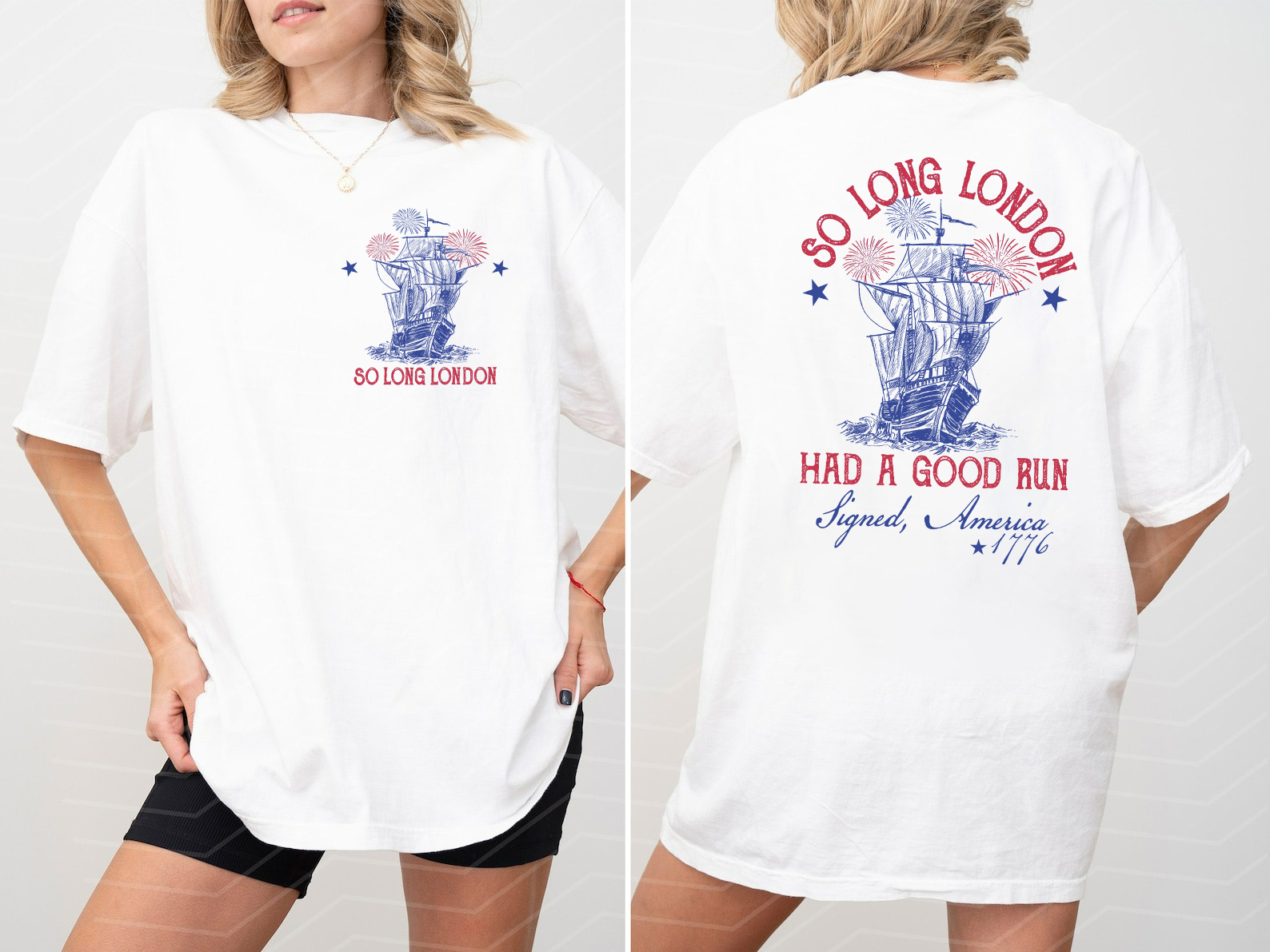 Swiftie Fangirl So Long London 4th of July 2 Sided Shirt