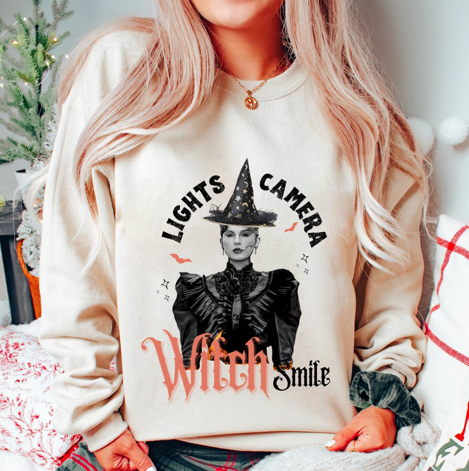 Light Camera Witch Smile Shirts, Halloween Taylor Swift Sweatshirt Gift for Fans