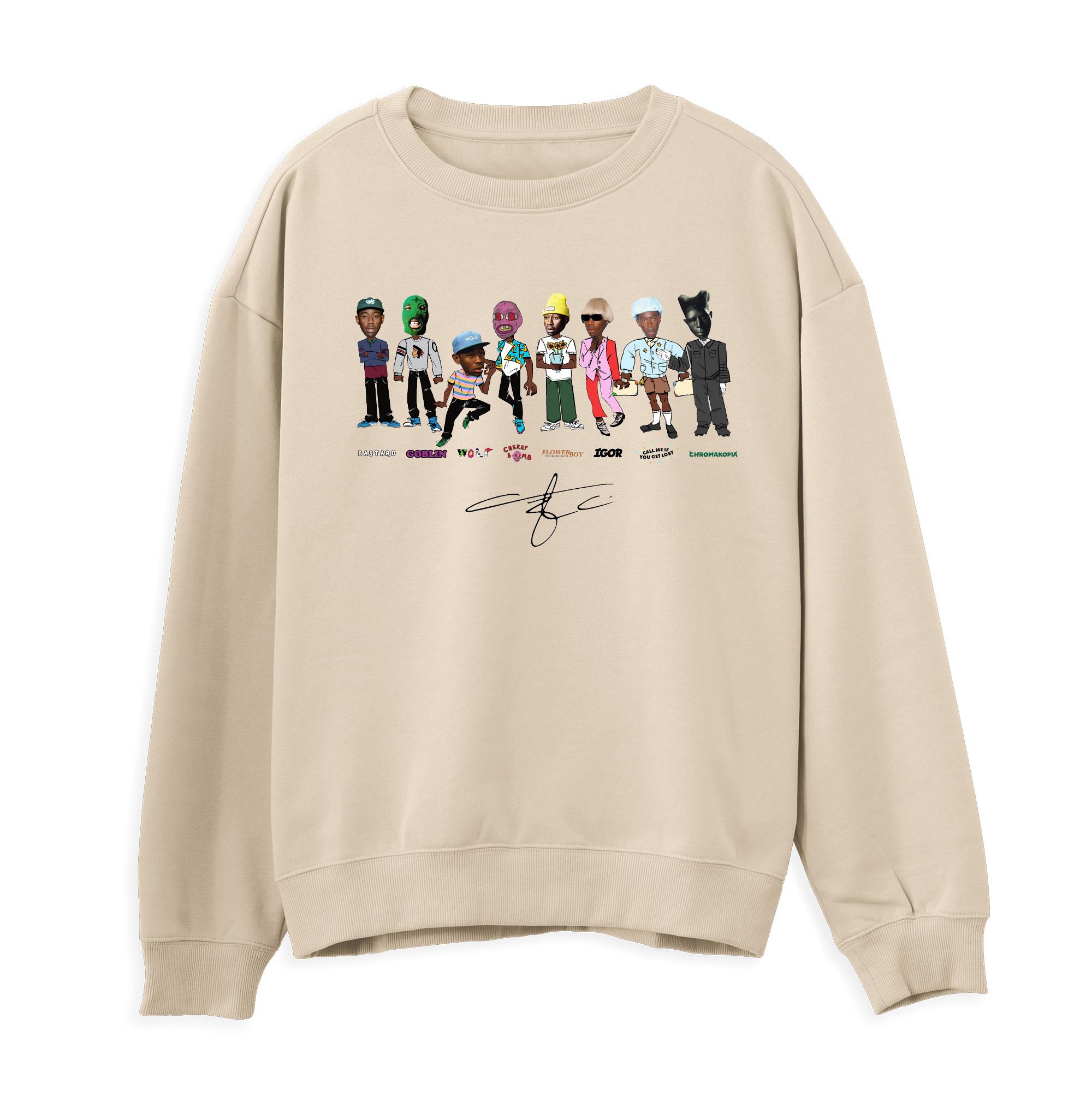 tylerthecreator cartoon print round neck sweatshirt