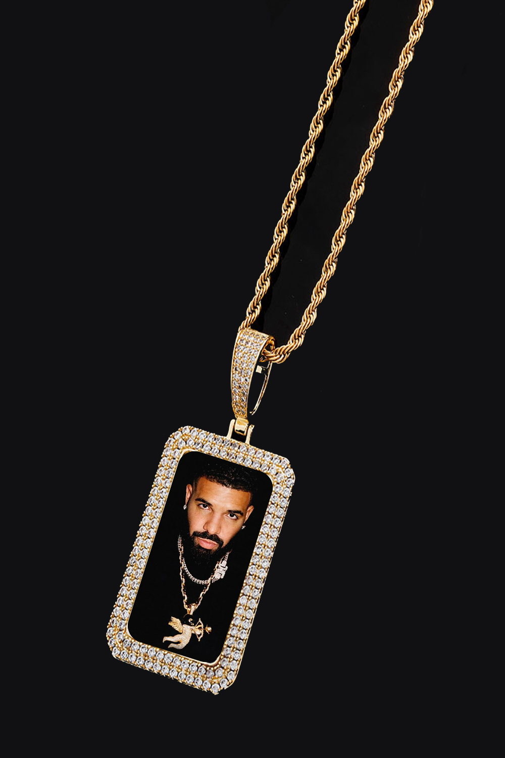 Drake Double Row Zirconia Square Hip Hop Necklace