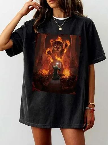 You Shall Not Pass Cat and Gandalf LOTR T-Shirts