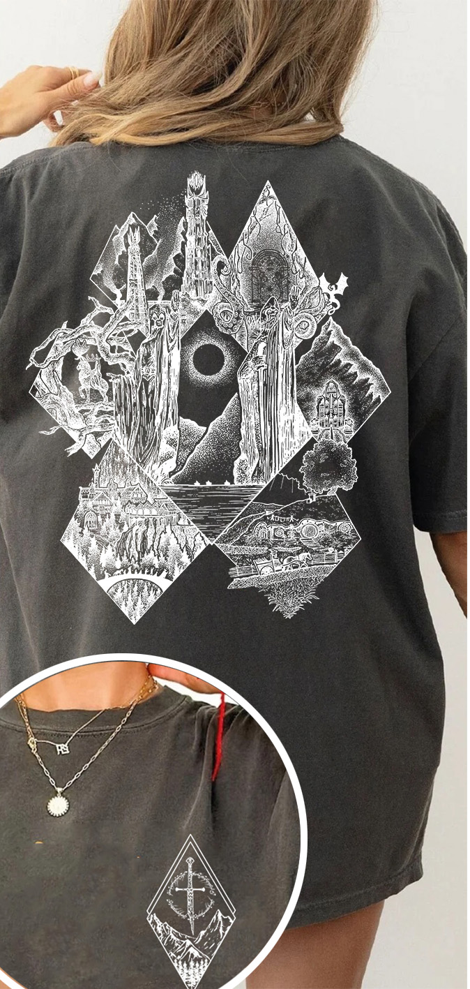 Middle Earth Lotr Tee For Women-Deep Gray