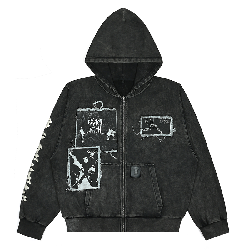 EXACTMATCH Hooded Denim Jacket - American Street Style