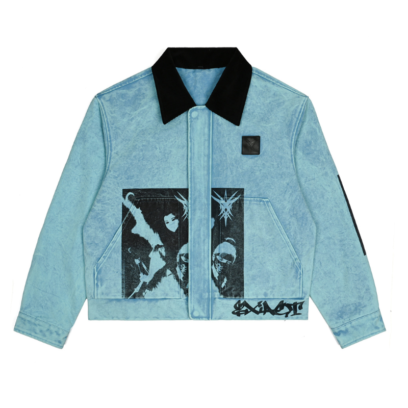 EXACTMTCH Cool Statement Hooded Denim Jacket - American Street New Fas