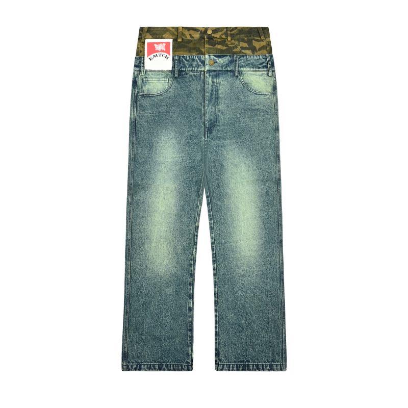 EXACTMTCH Customized Patchwork Denim Pants - A Must-Have for American Street Fashion