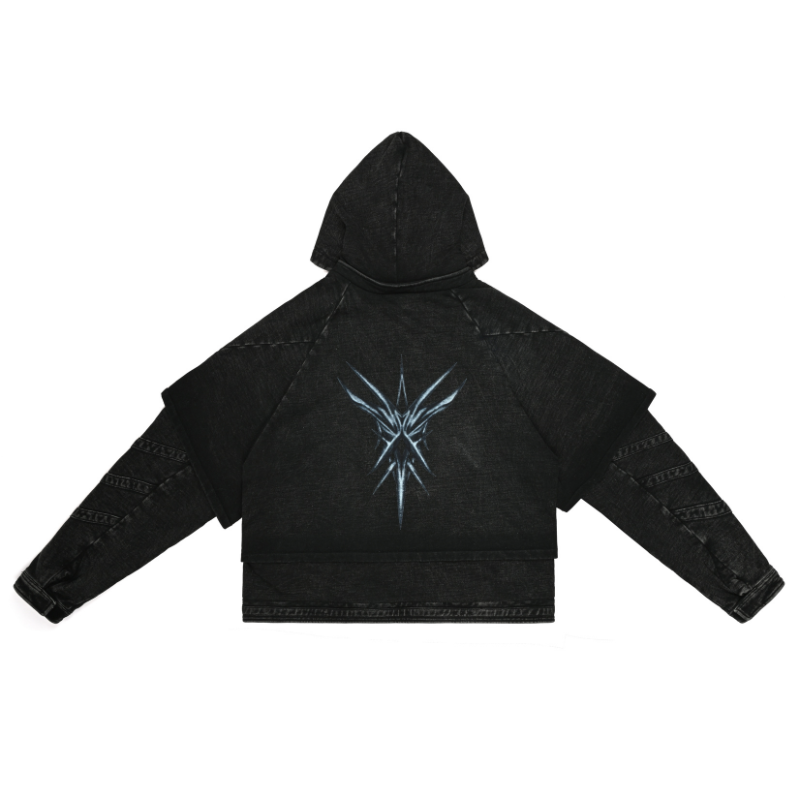 EXACTMTCH Dark Trend Denim Hooded Jacket- American street style cool choice