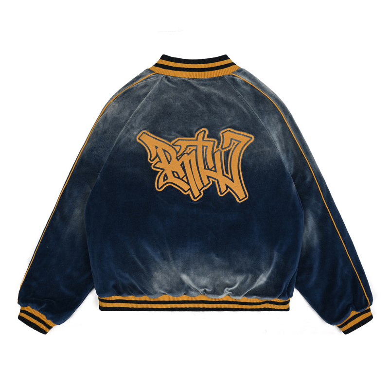 EXACTMTCH Velvet Baseball Jacket - A Must-Have Item for American Street Fashion