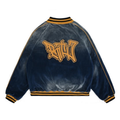 EXACTMTCH Velvet Baseball Jacket - A Must-Have Item for American Street Fashion
