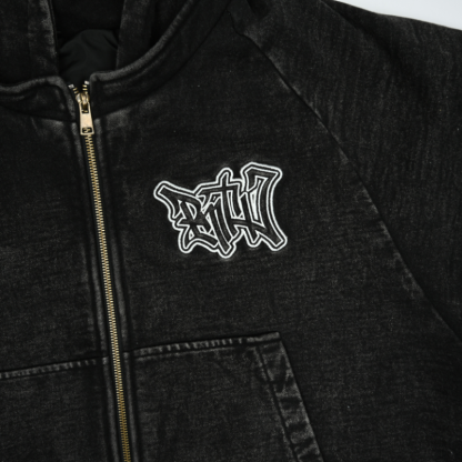 EXACTMTCH Dark Trend Denim Hooded Jacket- American street style cool choice