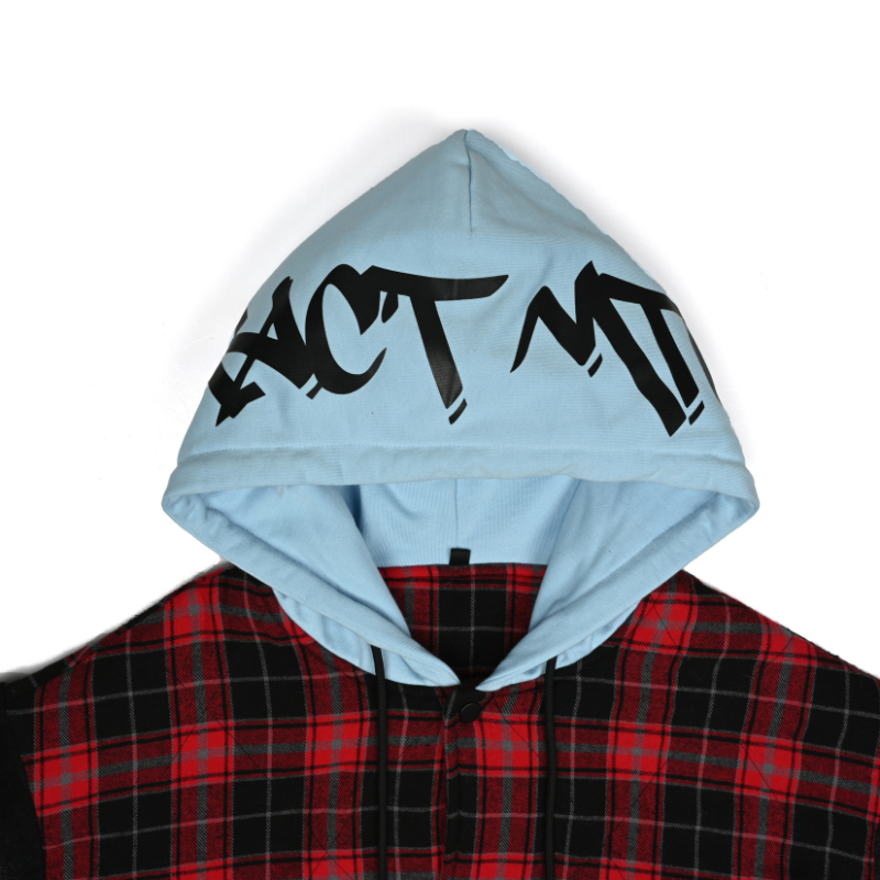 EXACTMTCH Trendy Patchwork Hooded Shirt Jacket - The New Favorite of American Street Fashion