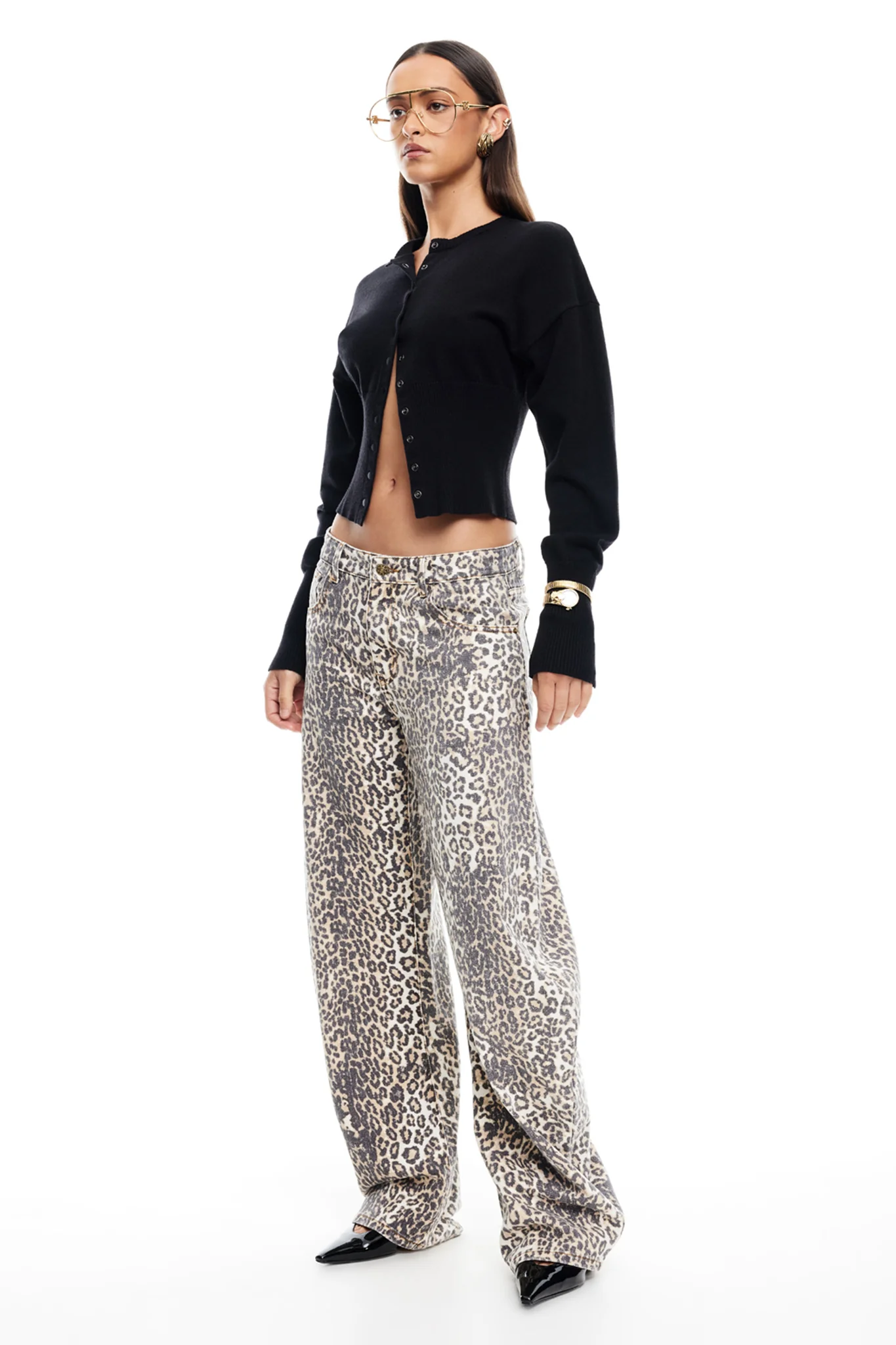 LIONESS Horseshoe Jean Leopard Fade