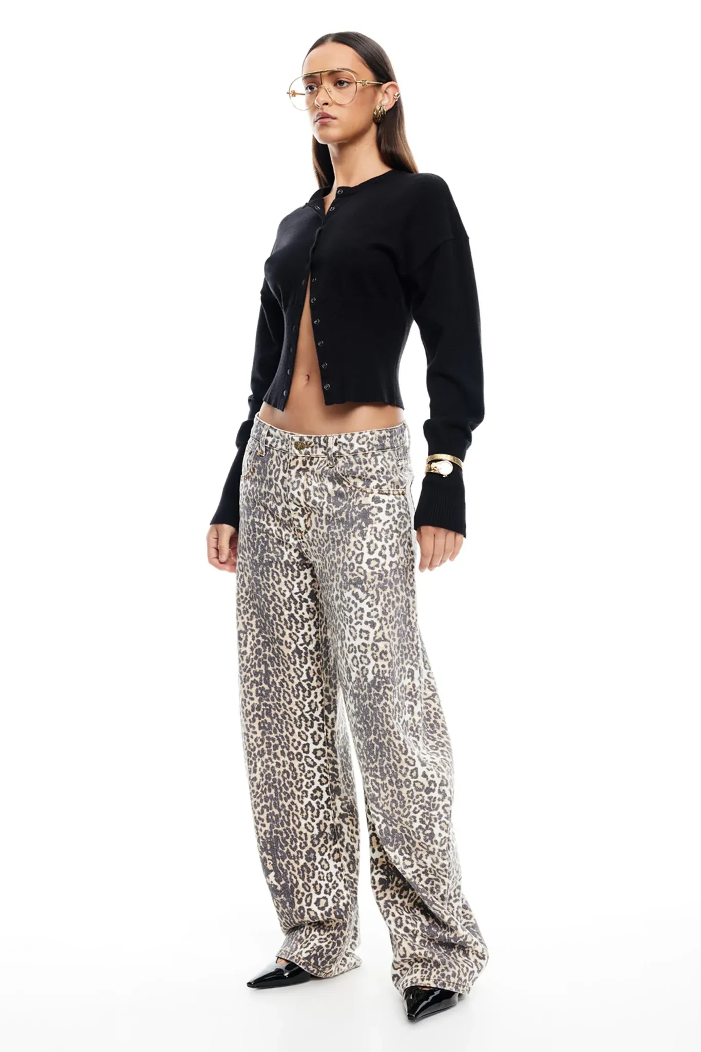LIONESS Horseshoe Jean Leopard Fade