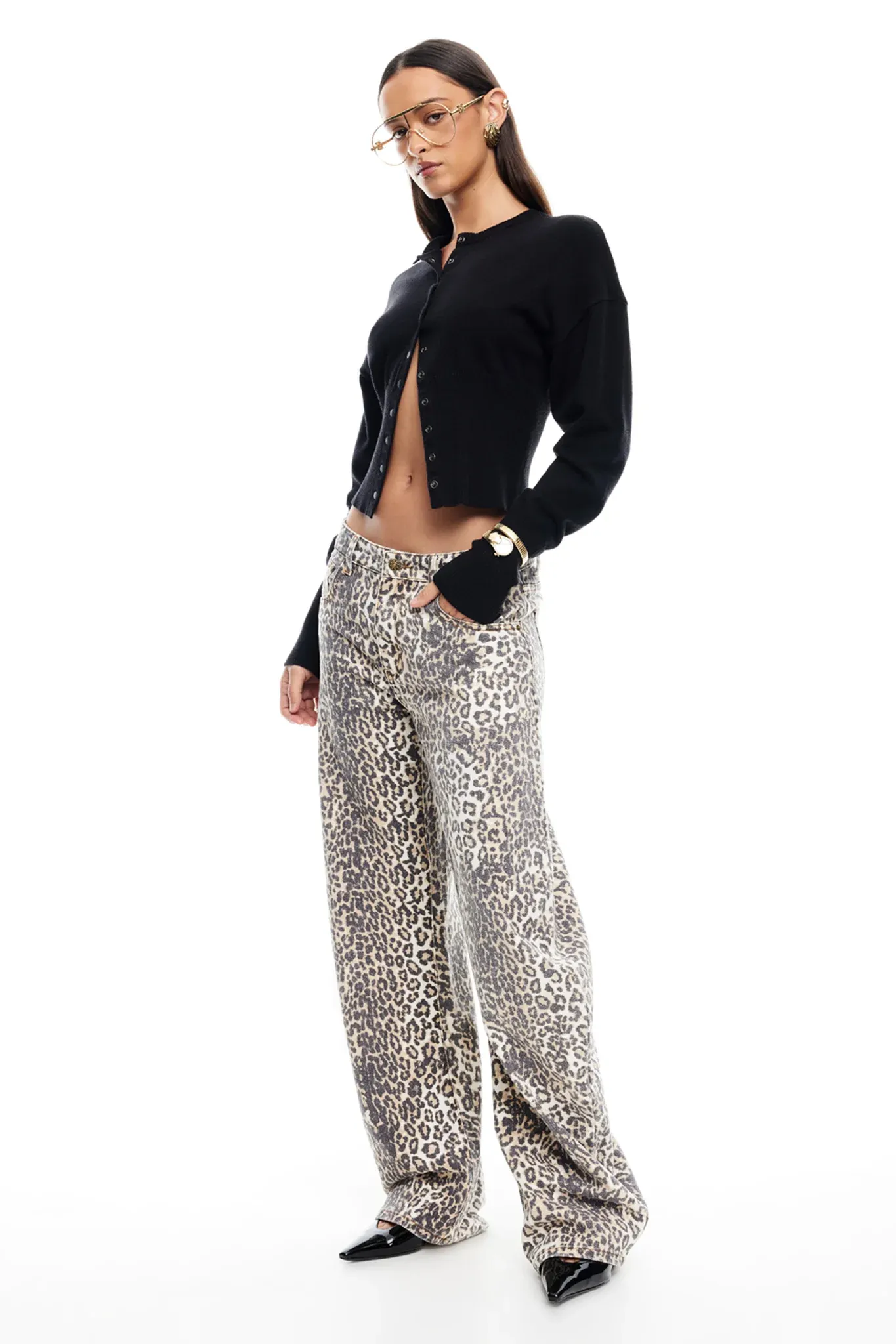 LIONESS Horseshoe Jean Leopard Fade