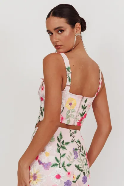High Street Jacquard Corset Top Floral Multi