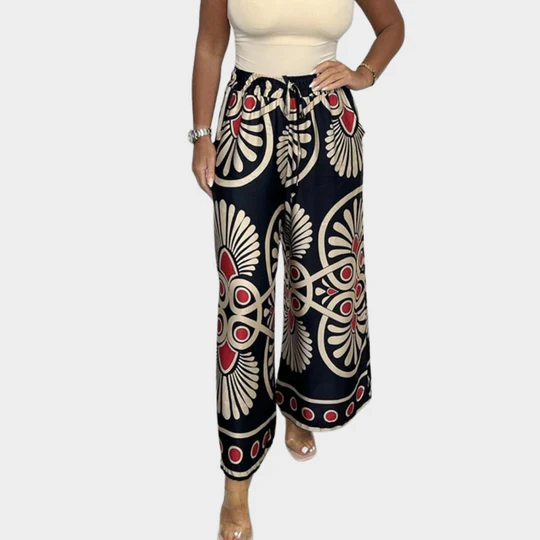 SALLY | TRENDY PRINTED SATIN TRACK PANTS