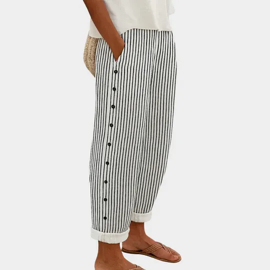 REA | COMFORTABLE STRIPED CASUAL PANTS