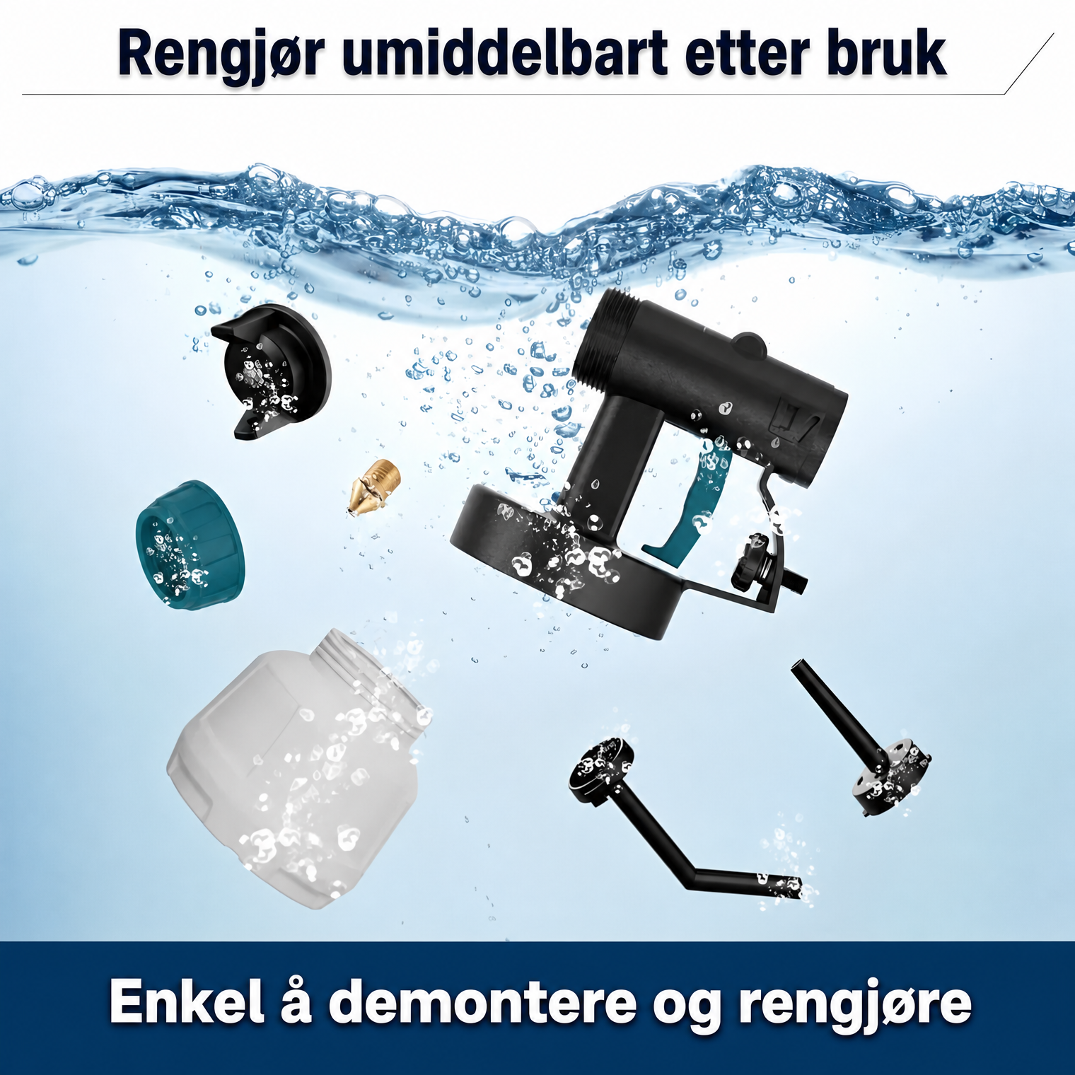 Høytrykks trådløs sprøytepistol med 2 batterier