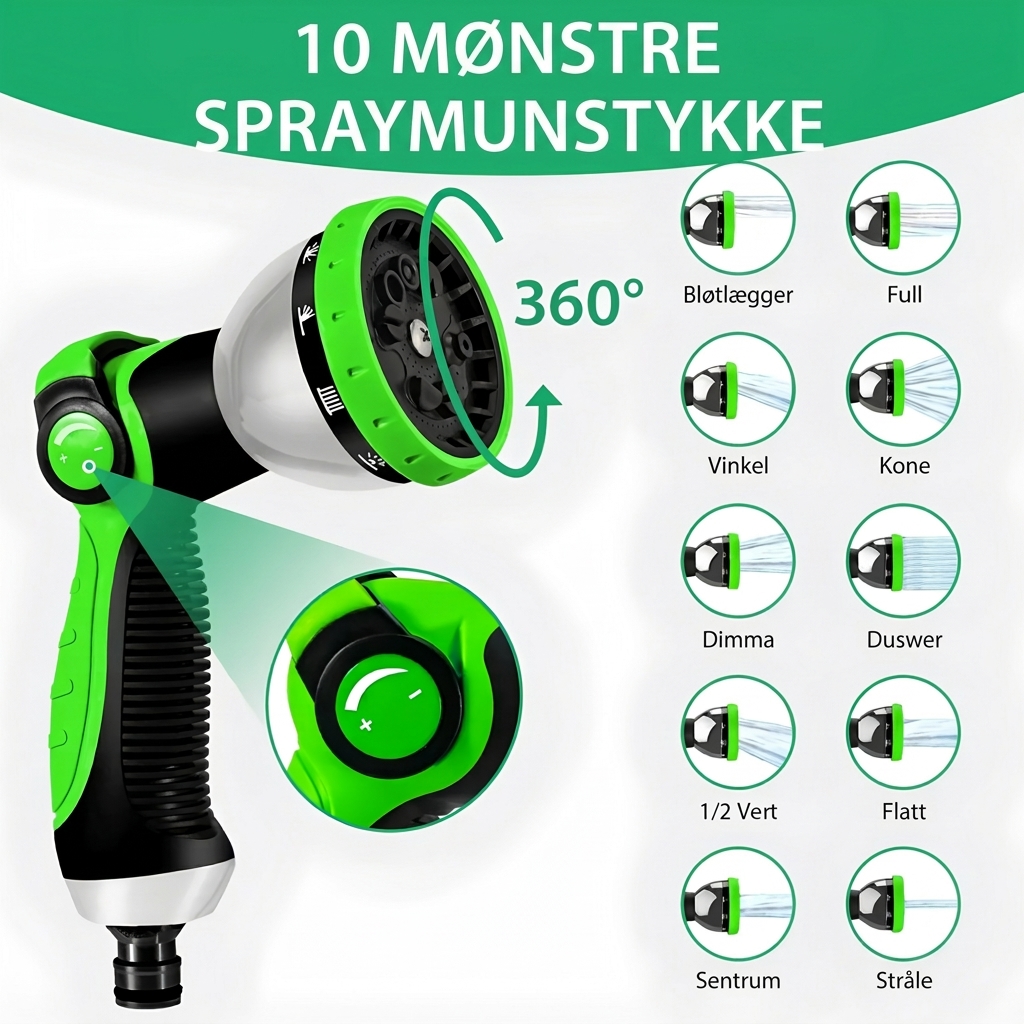 Magisk ekspanderende hageslange – perfekt for bilvask, rengjøring av utemøbler og vanning i hagen