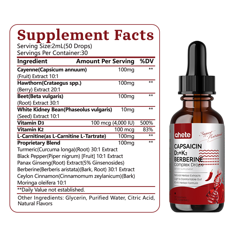 Ahete capsaicin D3+k2 berberine complex drops