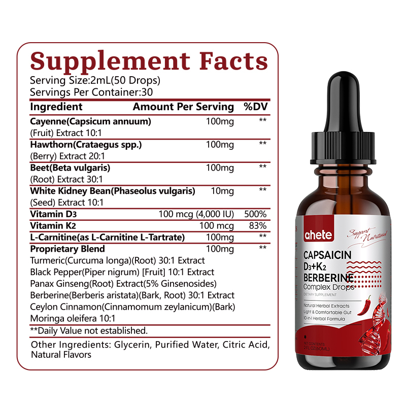 Ahete capsaicin D3+k2 berberine complex drops