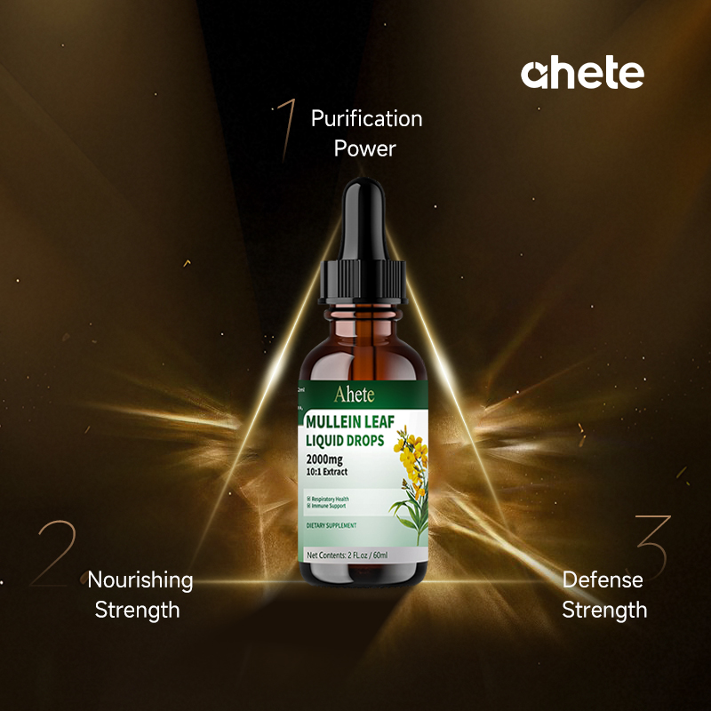 Ahete Mullein Leaf Extract Drops for Lungs - Fast Absorption Liquid Herbal Supplement, Natural Respiratory Support with 99.9% Bioavailability, Hypoallergenic Mint-Infused Formula, 6fl.oz