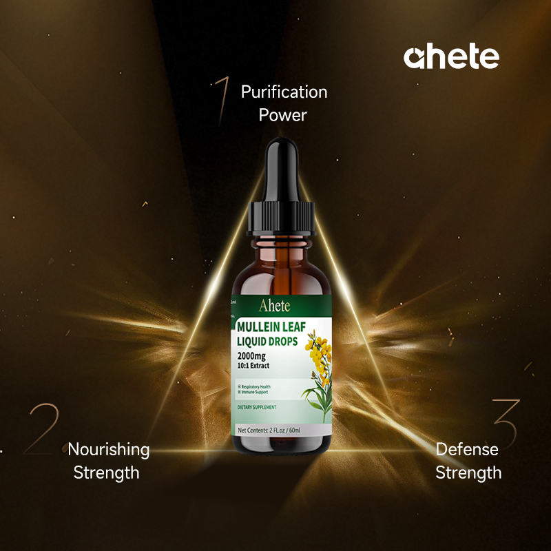 Ahete Mullein Leaf Extract Drops for Lungs - Fast Absorption Liquid Herbal Supplement, Natural Respiratory Support with 99.9% Bioavailability, Hypoallergenic Mint-Infused Formula, 6fl.oz