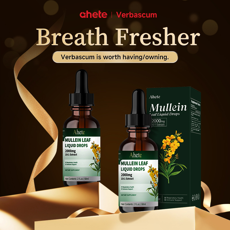 Ahete Mullein Leaf Extract Drops for Lungs - Fast Absorption Liquid Herbal Supplement, Natural Respiratory Support with 99.9% Bioavailability, Hypoallergenic Mint-Infused Formula, 6fl.oz