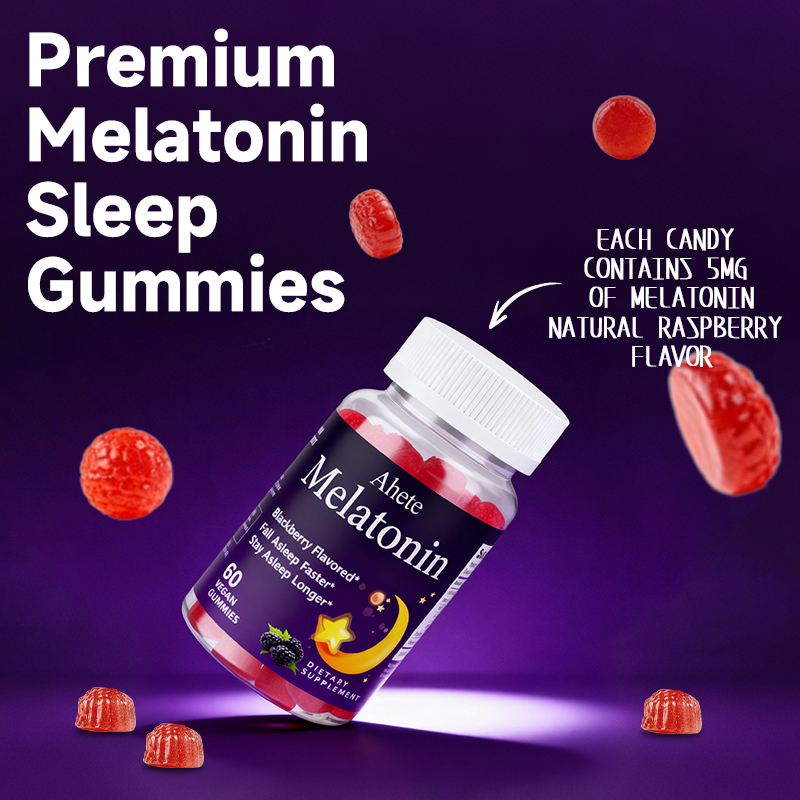 Ahete Sleep Gummies, Melatonin Gummies with Chamomile, Valerian & L Theanine, Safe & Effective, Vegan Melatonin