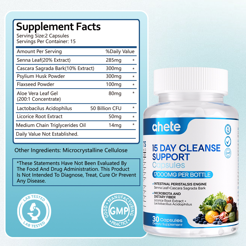 *Ahete 15 Day Cleanse - Gut and Colon Support - Advanced Gut Cleanse Detox for Women & Men, 30 Capsules
