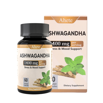 AHETE 1400mg Ashwagandha Root Extract Capsules - Relax & Mood Support Supplement, 60 Count - Allergen-Free Formula for Men & Women - Dietary Supplement for Emotional Well-Being