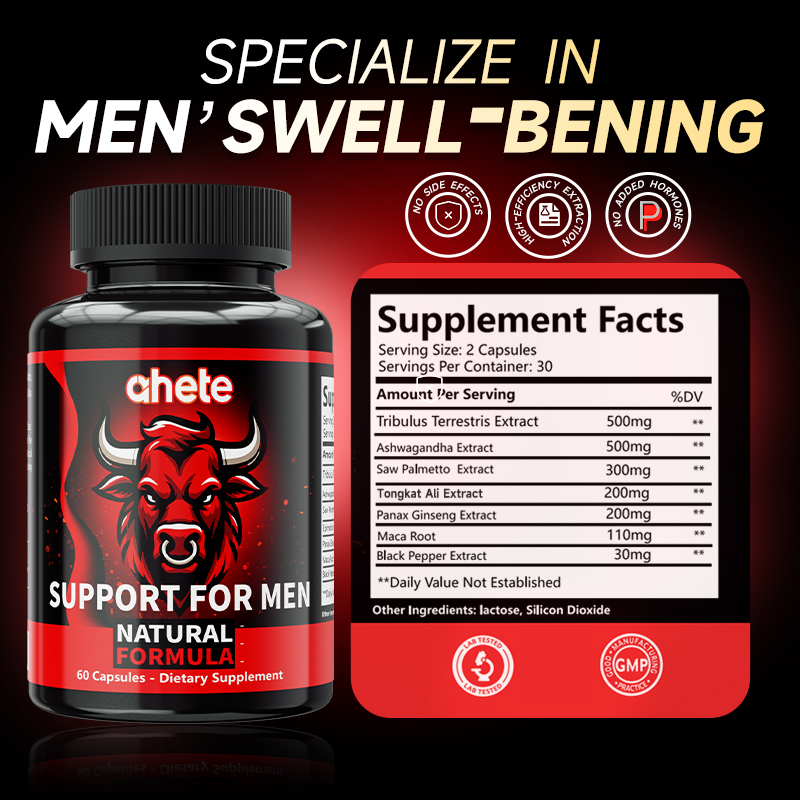 *Ahete Testosterone Supplement for Men |20-in-1 with Maca, Ashwagandha, Indian Pepper, Ginseng Extract