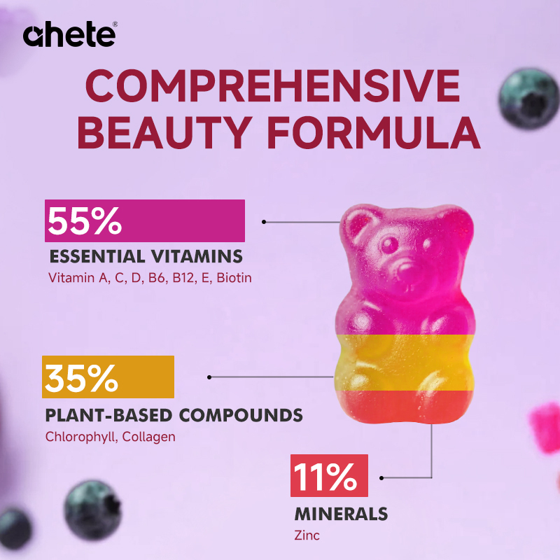 Ahete Biotin Gummies - Scalp Hair Follicles Are Healthy and Circulating, Hormonal Balance, Contains A Variety of Biotin and Vitamins | Grape Flavour, 60 Capsules, 30 Days