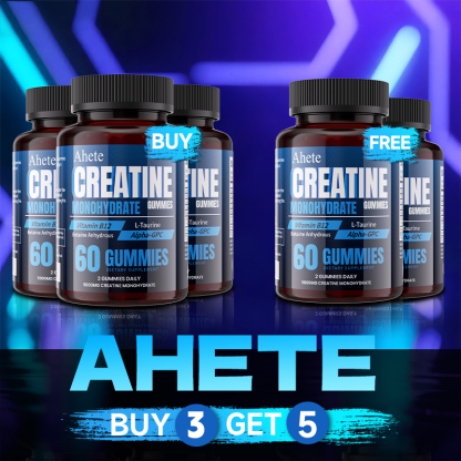 Ahete Creatine Gummies - Each Serving Contains 5000mg Of Creatine Monohydrate And 500mg Of L-Taurine. Unisex Sports Supplement Gummies That Support Muscle Health