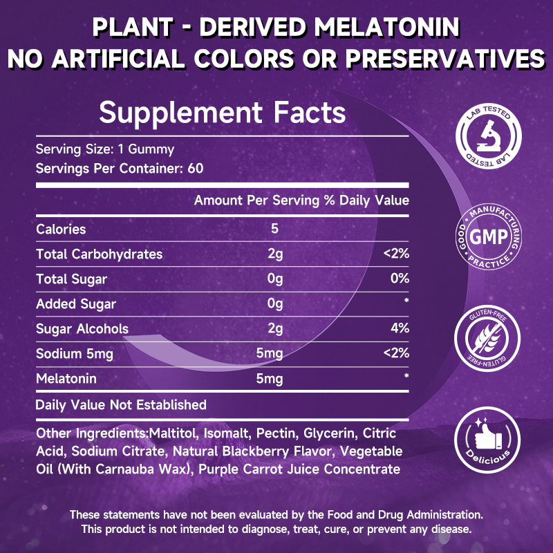 Ahete Sleep Gummies, Melatonin Gummies with Chamomile, Valerian & L Theanine, Safe & Effective, Vegan Melatonin