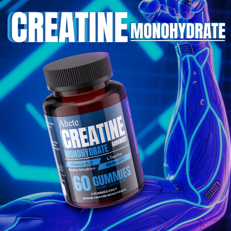 Ahete Creatine Gummies - Each Serving Contains 5000mg Of Creatine Monohydrate And 500mg Of L-Taurine. Unisex Sports Supplement Gummies That Support Muscle Health