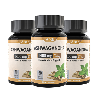 AHETE 1400mg Ashwagandha Root Extract Capsules - Relax & Mood Support Supplement, 60 Count - Allergen-Free Formula for Men & Women - Dietary Supplement for Emotional Well-Being