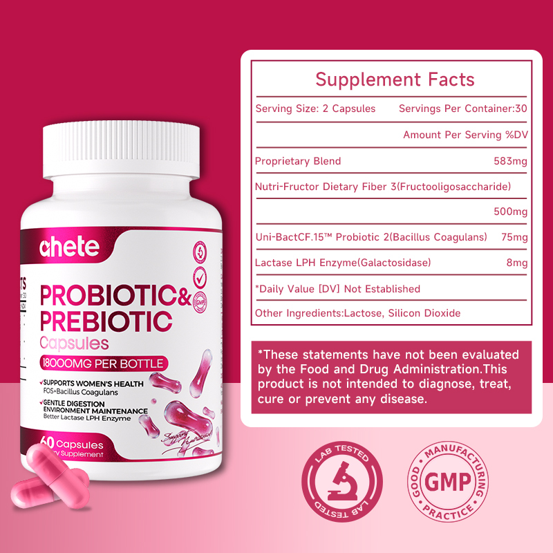 Ahete Female Probiotic Capsules, Several Natural Plant Compound Formulas, Supporting Women'S Health, Are The Most Preferred for Supplementation! Help with Digestion And Regulation, Intestinal Support, Specially Designed And Developed for Women