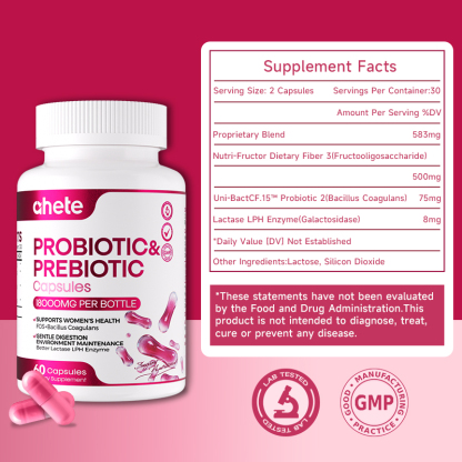 Ahete Female Probiotic Capsules, Several Natural Plant Compound Formulas, Supporting Women'S Health, Are The Most Preferred for Supplementation! Help with Digestion And Regulation, Intestinal Support, Specially Designed And Developed for Women