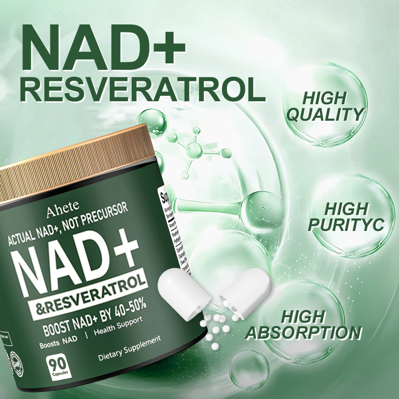 Ahete NAD+ Resveratrol Supplement, Supports Energy, Focus & Healthy Aging, 900mg per Serving, 90  Capsules (45 Day Supply)