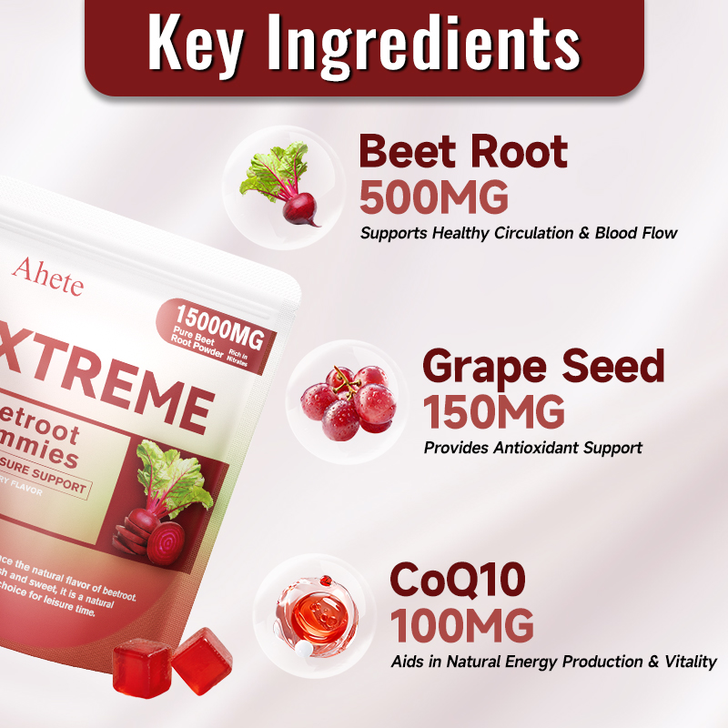 AHETE Beetroot Gummies - 3-in-1 Super Nutritious Formula