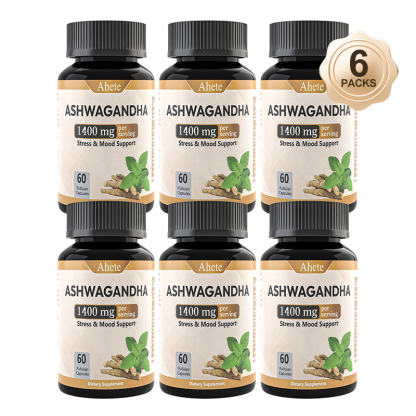 AHETE 1400mg Ashwagandha Root Extract Capsules - Relax & Mood Support Supplement, 60 Count - Allergen-Free Formula for Men & Women - Dietary Supplement for Emotional Well-Being