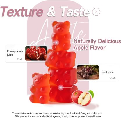 Apple Cider Vinegar Gummies with Vitamin B6 & B12, 60 ACV Gummies Dietary 