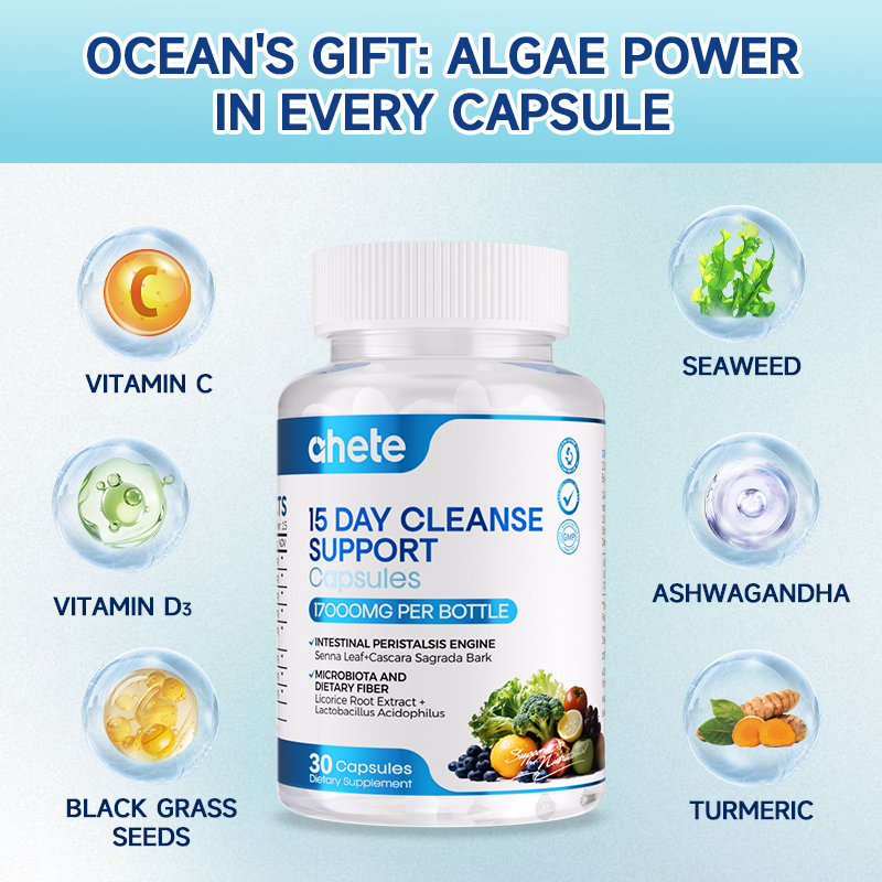 *Ahete 15 Day Cleanse - Gut and Colon Support - Advanced Gut Cleanse Detox for Women & Men, 30 Capsules